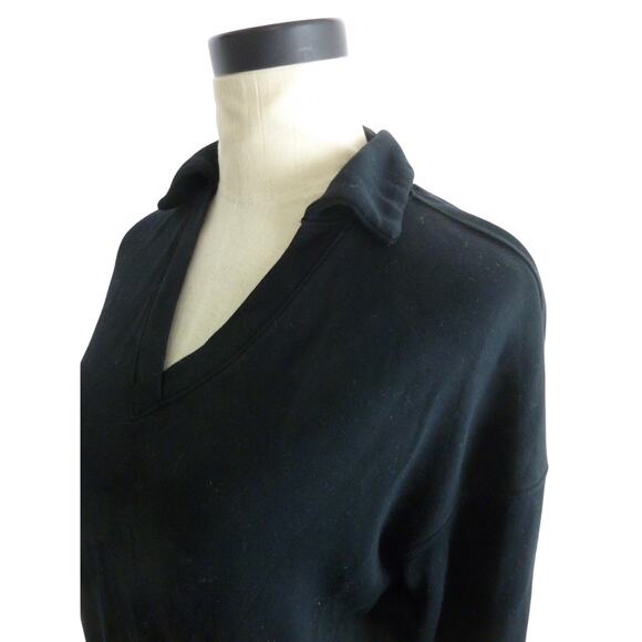Danskin S Black Boxy Crop Polo Long Sleeve Shirt - Picture 4 of 6
